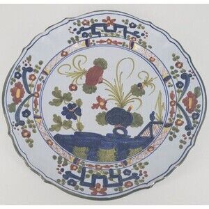 Garofano Faenza AMM Dinner Plate Blue Carnation 10 1/2" Hand Made In Italy